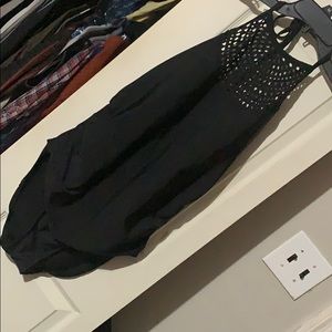 Black bathing suit lattice top